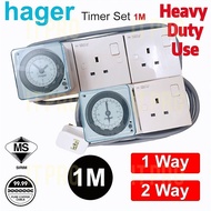 PRO🏠Heavy duty use Hager Timer EH711 with 1way Switch Socket / 2 way Switch Socket For Swiftlet Farm