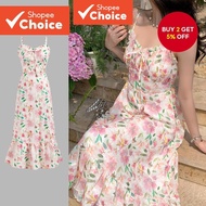 Women Boho Ditsy Floral Lace Up Zipper Dress L123ED635