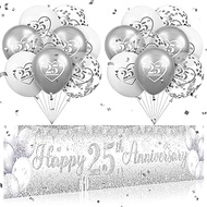 Silver 25th Wedding Anniversary Decorations Silver Happy 25th Anniversary Banner