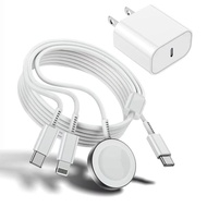 3 in 1 USB-C Charging Cable with Charger Adapter, [MFI Certified] Magnetic Watch Fast Charging Cable