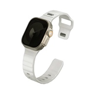 Apple Watch Stride SE 防水FKM橡膠不鏽鋼高質感錶帶 白色(夜光)