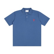 Ami Paris new apparel Correct Version Of Small Love Embroidery Classic Polo Shirt Short Sleeve Mens 