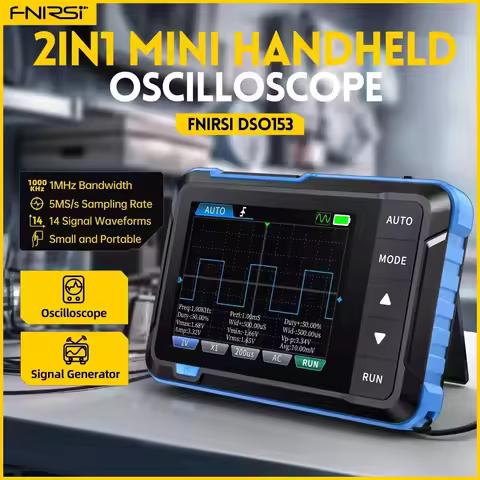 FNIRSI DSO153 Digital Mini Oscilloscope Signal Generator 2in1 1MHz Bandwidth 5MSa/s Sampling Rate DI