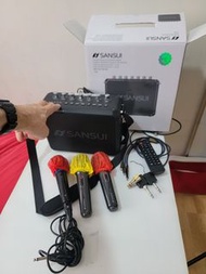 (RENTING for the 🌏planet) Bluetooth Sansui Karaoke System with 3 Microphones and Music instrument am