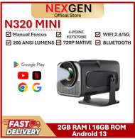 NEXGEN N320 MINI 2GB RAM + 16GB ROM WIFI 2.4/5G 720P HD Smart Projector Android 13