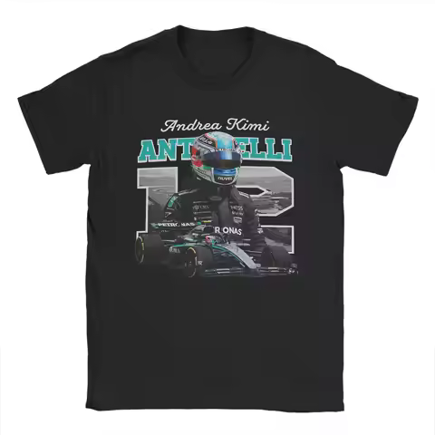 Vintage Kimi Antonelli Racing Racer T-Shirt for Men Round Collar Cotton T Shirts Short Sleeve Tees 6