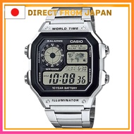 [Direct from JAPAN][Casio] CASIO World Time Digital Watch AE-1200WHD-1AV Men's Metal Band Silver Ove