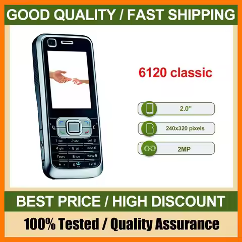 Original 6120C 6120 classic CellPhone Made in Finland Unlocked Support English Language Good Conditi