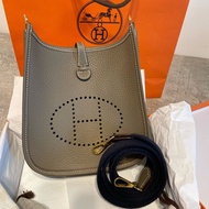 Hermes Amazone 16 mini Evelyne 大象灰併藍金扣 （Etoupe/ Bleu) GHW