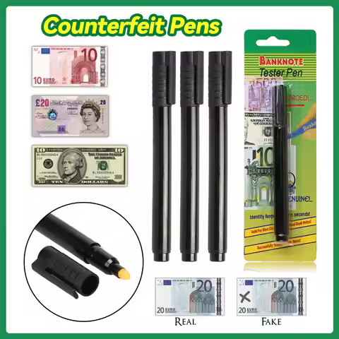Black Plastic Counterfeit Bill Detector Pocket Size Fake Bill Detector Pen Portable for Money Test