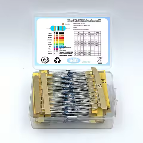 640pcs 64 Values 1R - 10MR 1/8W 1% 0.125W Metal Film Resistors Assorted Kit Set