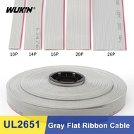 1M 28AWG UL2651 Gray Flat Ribbon Cable Wire 300V 10 14 16 20 26 Pins For 2.54mm IDC Connector