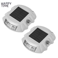 HAPPY TIME-Reusable Solar Road 2Pcs 6 LED Stud Lights Ground Garden Lawn Path Lights Deck Dock White