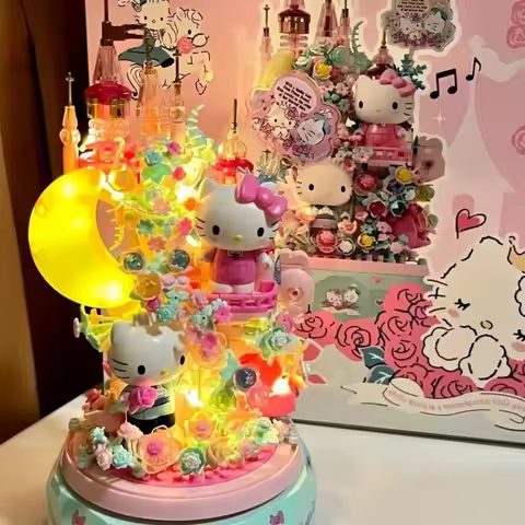 Wonder Moon Original Anime Sanrio Hello Kitty Music Box Building Blocks Toys