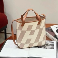 Hermes 愛馬仕 Cabas H en biais27 帆布拼皮 托特包手提包單肩包斜挎包