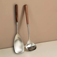 Stainless Steel Soup Scoop Wooden Long Handle Cooking Shovel Scoop Home Restaurant Hotpot Soup Porri
