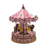 3D three-dimensional puzzle carousel diy handmade puzzle Assembling Toys Children Creative Wooden Bi