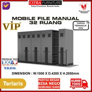 vip® mobile file mekanik sistem roll o pack 32 compartment arsip - plat 0.8mm