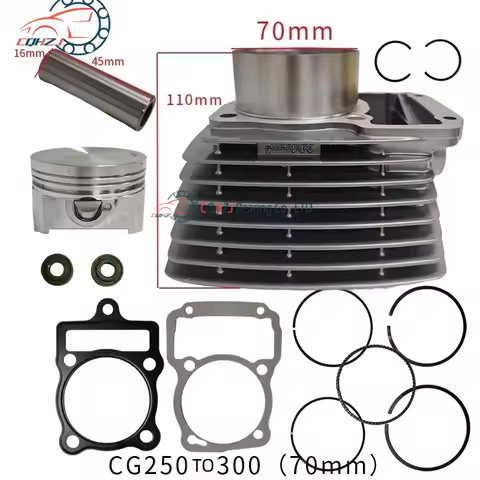 70mm Big Bore Motorcycle Cylinder Kit Cylinder Piston 16mm Pin Set For HONDA CG250 TO 300 CG300 167F