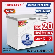 ♫Berjaya Premium 330L Dual Chest Chiller Freezer BJY-CFSD400B-R6 (White) 5 YEARS Compressor warranty☬