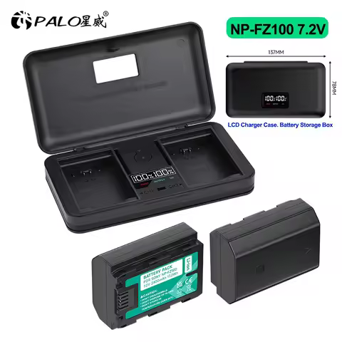 NP-FZ100 NPFZ100 NP FZ100 Battery with LCD Charger Case for Sony BC-QZ1 Alpha A7III A7R III A9 A6600