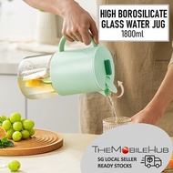 High Borosilicate Glass Water Jug 1800ml Pitcher Cold Hot Water Bottle Drinking Office Home