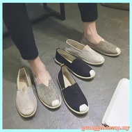 .Ready Stock   kasut loafer lelaki kasut sarung lelaki kasut separuh lelaki Spring Linen Kanvas