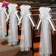 [ZPT] Church Wedding Pew Bows With Long Tulle Tails Chair Aisle Decor Wedding Car Decoration For Chu