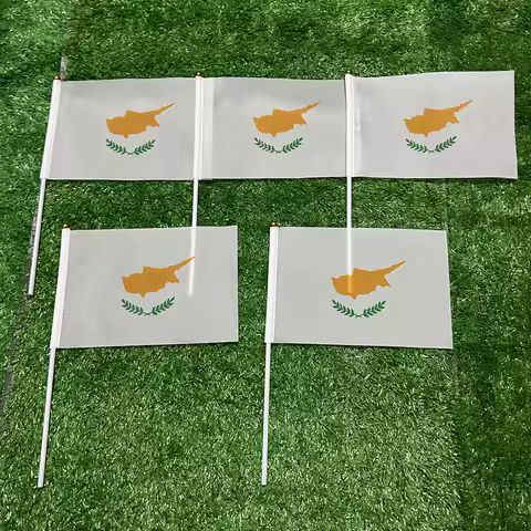 (SKY FLAG)Cyprus Hand Flag 10/20/50pcs 21*14cm Cyprus Hand Waving Flags With Plastic Pole For Sports