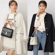 🔥日牌（米白/黑）預購 原37400yen apuweiser riche 貴牌 粗花呢 拼色邊線 中版 大褸外套