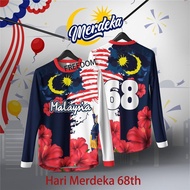 Baju Merdeka 68 Long Sleeve Custom Sublimation Number