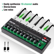 10 Channel Audio Sound Card &amp; Mixer Stereo Mono Switching 6.35mm Input/Output Multi-ch Mixers with TYPE-C USB 5V Power Interface Sound Card