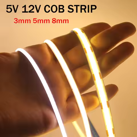 DC5V USB COB LED Strip 3mm 5mm 8mm Width 12V 320LEDs Flexible LED Strip Light with Adhesive High Den