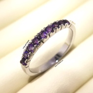 Amethyst Ring Real Silver White Gold Plated Genuine YTG-11352 Row Gem