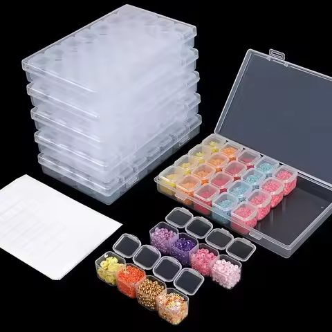 28 grid diamond painting tool storage box, diamond painting embroidery accessory container