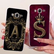 Clear For Samsung J2 Prime Case Cover Luxury Crown A-Z Letters 2D Flat Pattern Soft Casing For Samsu