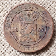 Koleksi Koin Kuno Ned Indie 1 Cent tahun 1857 K-3439