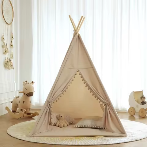 Portable Children Play Tent 1.6m/1.3m Indoor Play House Wigwam Child Tipi Teepee Toddler Ball Pit Ca