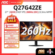 AOC Q27G42ZE 27" GAMING MONITOR ( 27" FAST IPS QHD / 0.3MS / 260HZ / ADAPTIVE-SYNC / HD MI+DP)