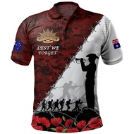 Lest We Forget Anzac Day Polo Shirt Men Clothes Street Short Sleeve Lapel Golf Shirts  Summer Fashio