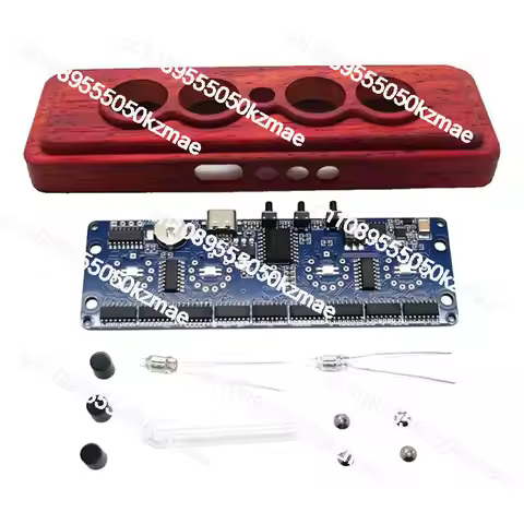 4-Digit Nixie Tube Clock Kit | Red Pear Wood Case, Not Including IN-14 Tubes
