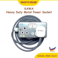 KAWA Designer Heavy Duty Metal Clad Power Socket Extension (2 Gang) 13A Metal Clad 2 Gang Trailing E