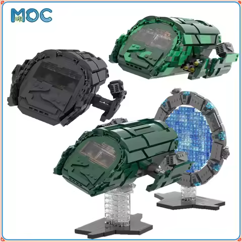 MOC Building Blocks Puddle Jumper Spaceship DIY Assemble Bricks Space Transport Ship Creative Collec
