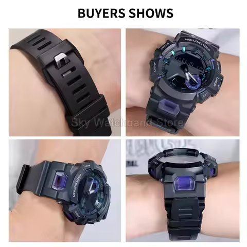 Specialized Breathable Porous Soft Rubber Watch Strap for Casio GBA-900-1A6 900SM/900RD Double Conve