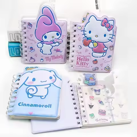 1book Pochacco Kuromi Alien Coil Cartoon Cute Big Eared Dog Notebook Portable and Portable Notebook