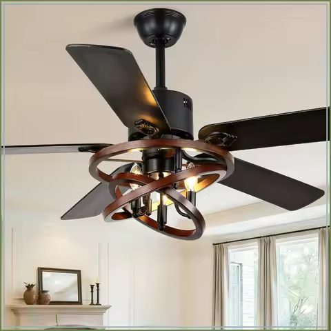 52 Inch Ceiling Fan with Lights for Living Room, Modern Silent Fan