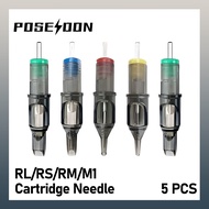 POSEIDON 5pcs Tattoo Needles Cartridge, RS/M1/RL/CM Mix Size Cartridge Tattoo Needles for Tattoo Pen