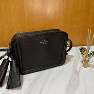 Kate spade 真皮 黑色 相機包 復古 方包 小包