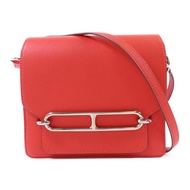 HERMES Evercolor皮革Mini Roulis銀扣肩背袋Rouge Tomate