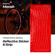 Bicycle Wheel Sticker - Wheel Reflective Sticker 8 Strips - Red